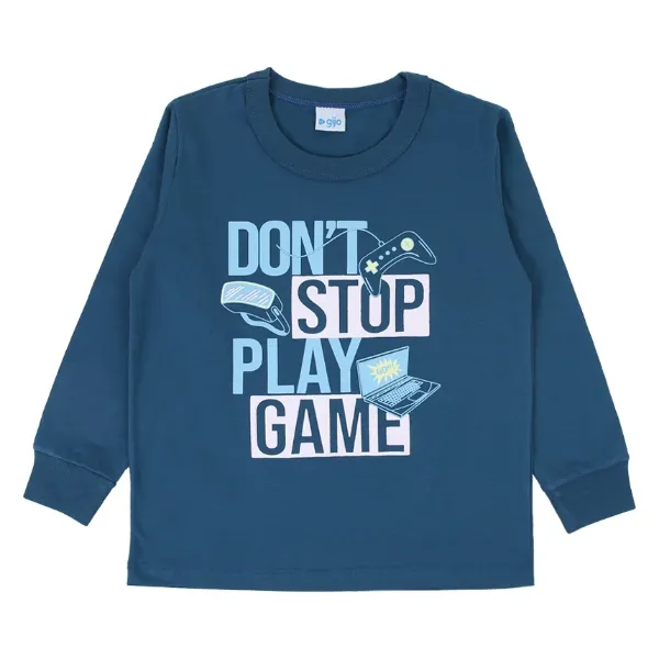 Camiseta Manga Longa Infantil Gijo Meia Malha Estampada