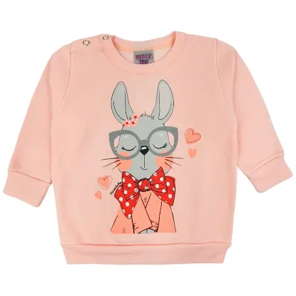 Conjunto Moletom Bebê Menina Sweet Bunny Salmão