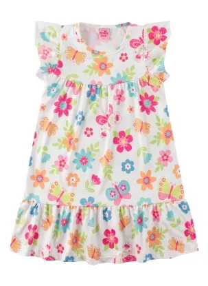 Vestido Infantil Suplex Sublimado Flowers