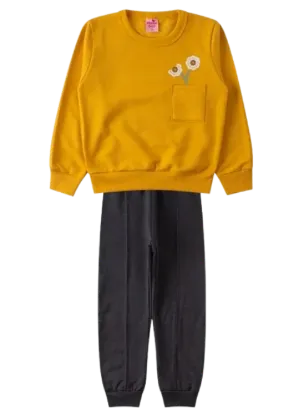 Conjunto Infantil Charming Moletom Peluciado Mostarda