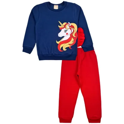 Conjunto Kids Menina Unicorn Marinho