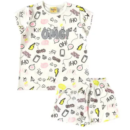 Pijama Curto Infantil Rollu com Estampa Divertida