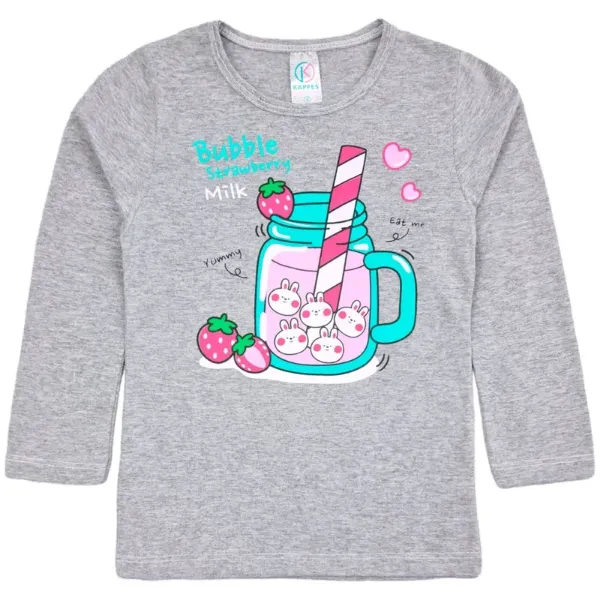 Pijama Infantil Menina Bubble Strawberry Cinza