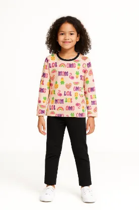 Pijama Juvenil Menina Flamingo Branco